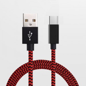 Brykietowany kabel danych Tpye-C na USB Stripe Nylon